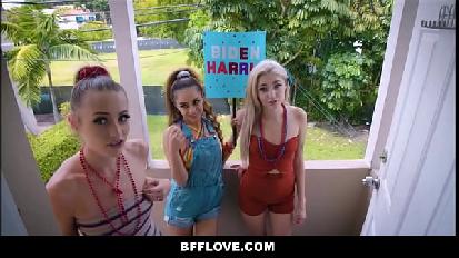 Tre migliori amiche piccolissime kyler quinn sia lust e nola exico scopate dal vicino nero per influenzare il suo voto